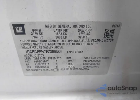 2014 Chevrolet Silverado 1500 Work Truck 2Wt из США, поврежденный, VIN 1GCRCPEH7EZ309389